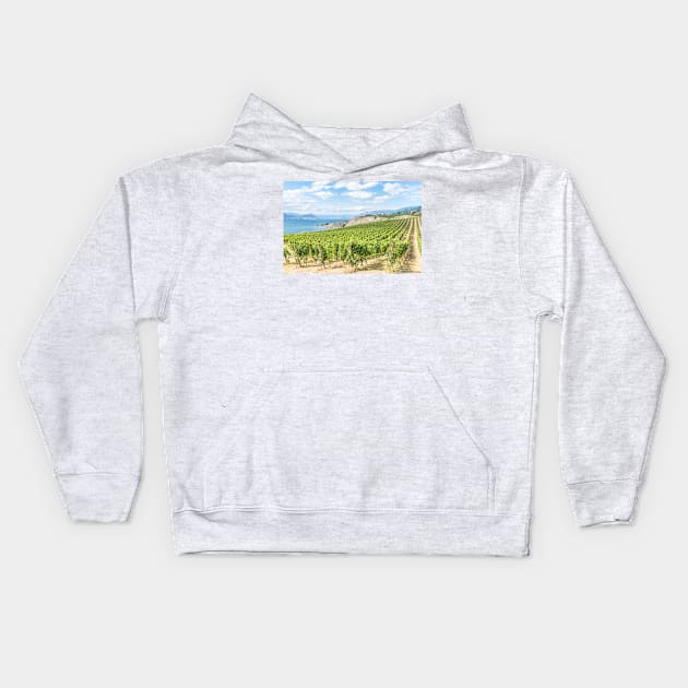 Okanagan Valley Vineyard View Kids Hoodie by Amy-K-Mitchell